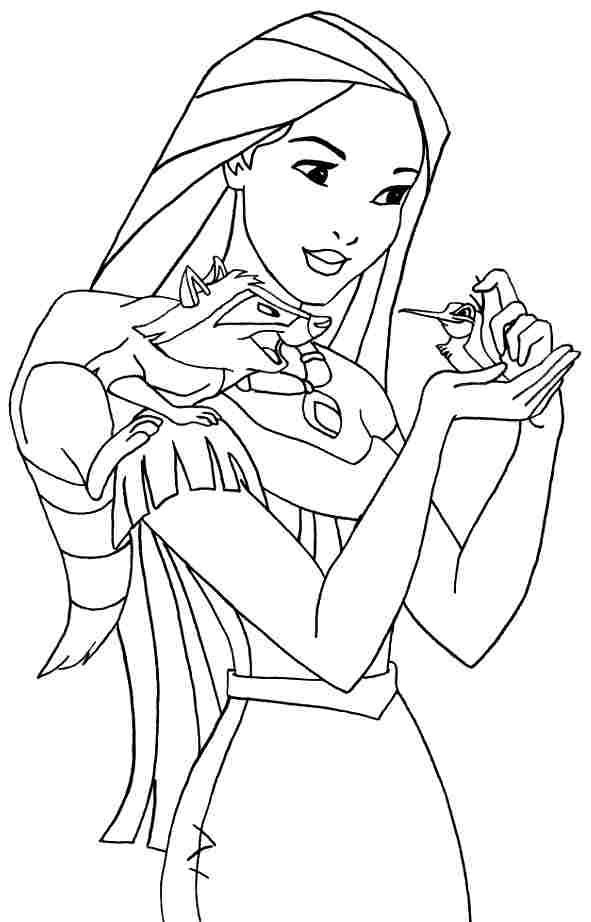 Pocahontas Moana Disney Princess Coloring Pages