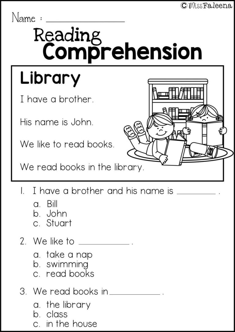 Reading Comprehension Free Printable First Grade 1st Grade Reading Worksheets