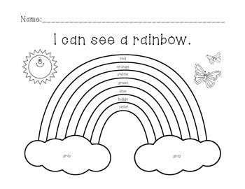 Rainbow Coloring Sheet With Color Words