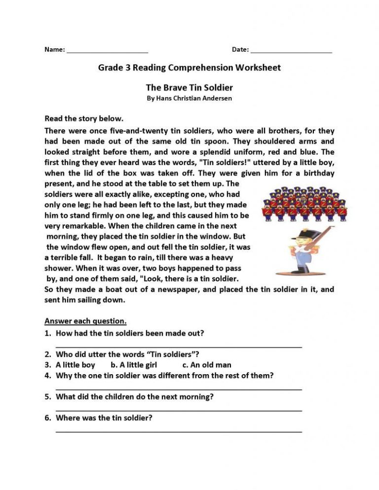4th Grade Grade 4 Reading Comprehension Worksheets Pdf