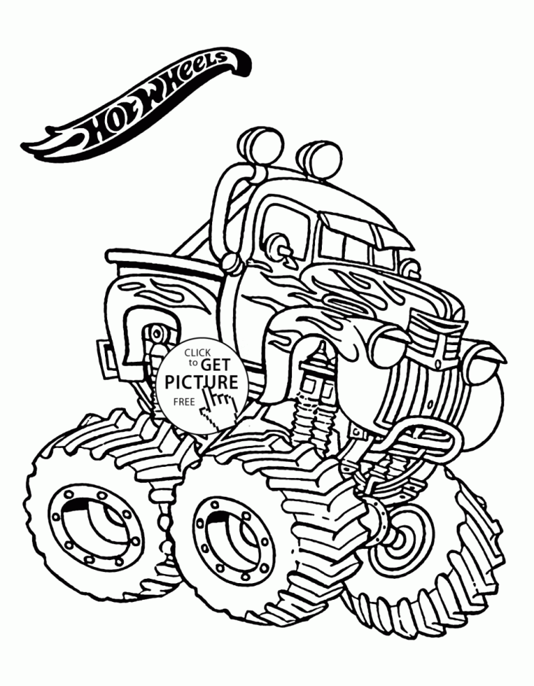 Monster Truck Hot Wheels Monster Truck Coloring Pages For Boys