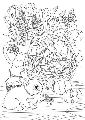 Bunny Easter Coloring Pages For Adults