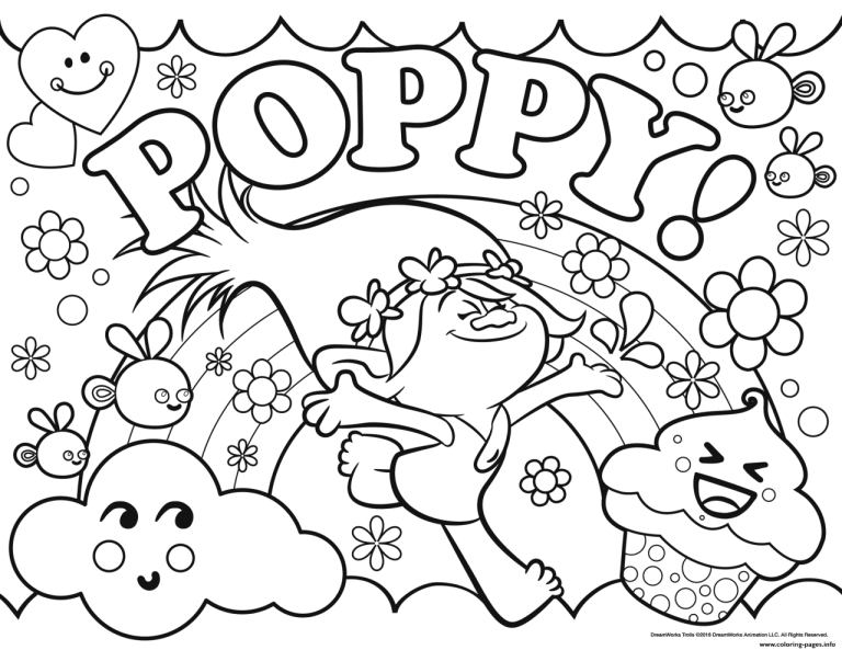 Poppy's Friends Trolls Coloring Pages