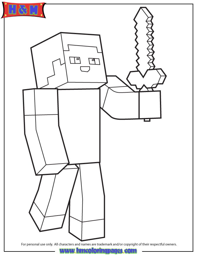 Printable Minecraft Steve And Alex Coloring Pages
