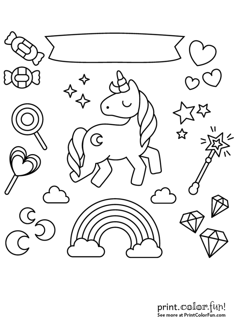 Unicorn Cute Rainbow Coloring Pictures