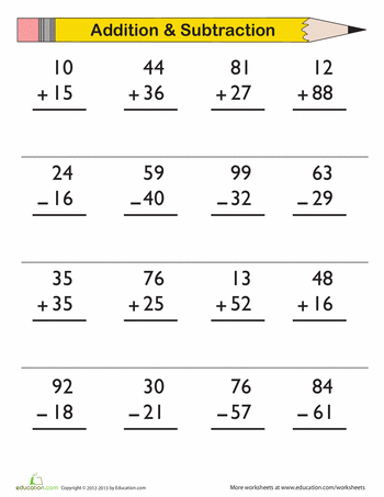 Double Digit Addition And Subtraction Worksheets With Regrouping