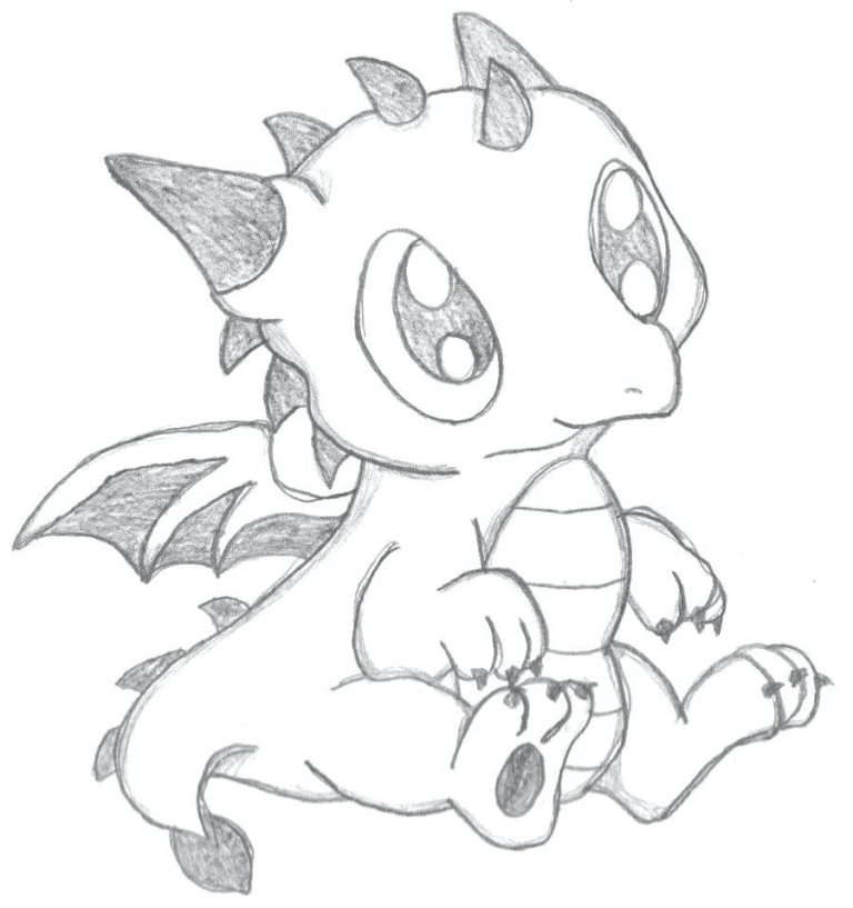 Easy Baby Dragon Coloring Pages