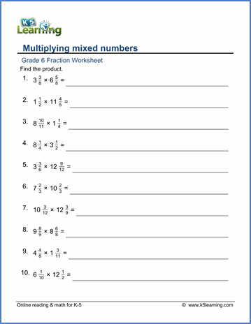 Multiplication Of Fractions Worksheets Grade 6 Pdf