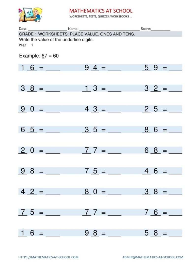 Maths Addition Worksheets For Grade 1 Pdf