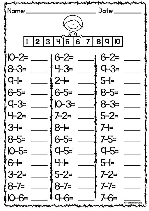 Math Addition And Subtraction Worksheets For 1st Grade