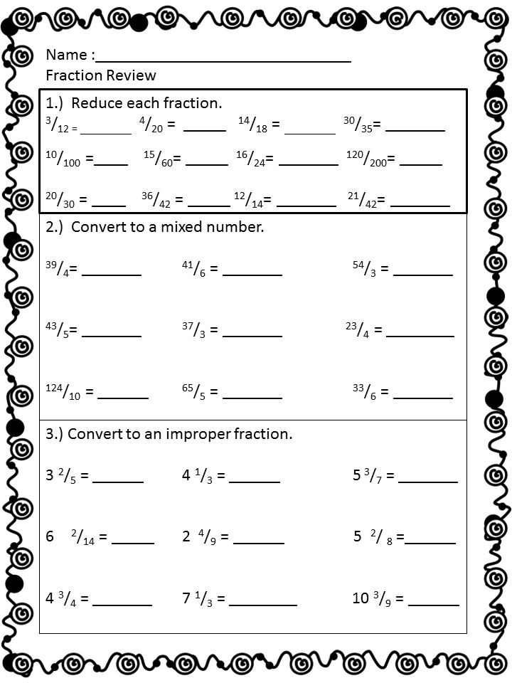 5th Grade Mixed Fractions Worksheets Pdf