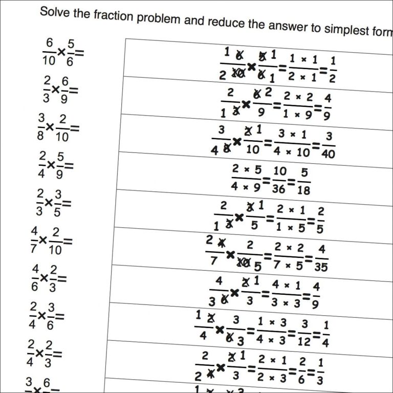 Hard Multiplying Fractions Worksheets With Answers