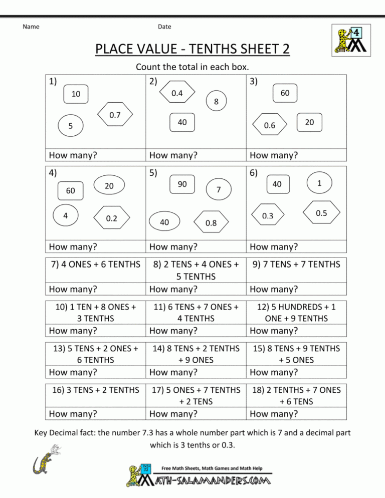 Fourth Grade Free Place Value Worksheets 4th Grade