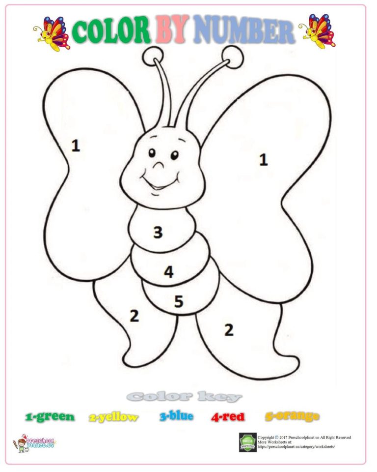 Kindergarten Easy Color By Number Printable