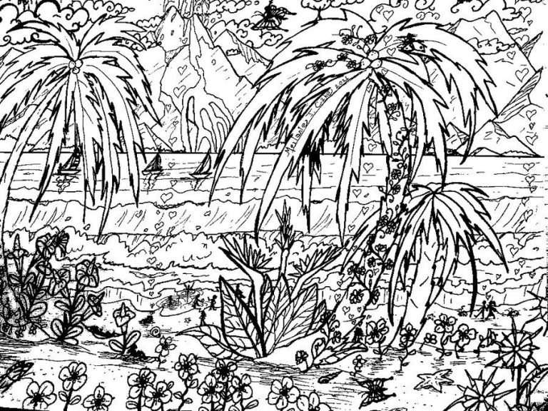 Tropical Beach Summer Summer Coloring Pages For Girls