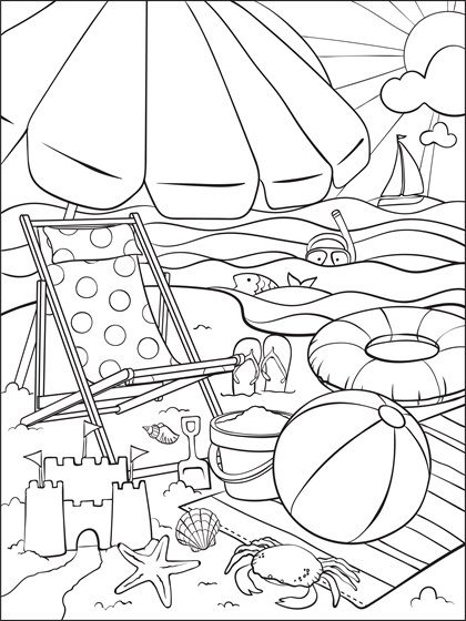 Printable Beach Summer Coloring Pages