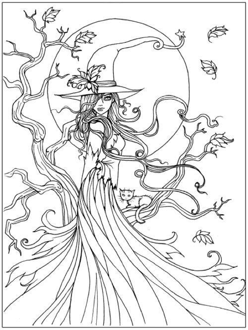 Witch Anime Halloween Coloring Pages