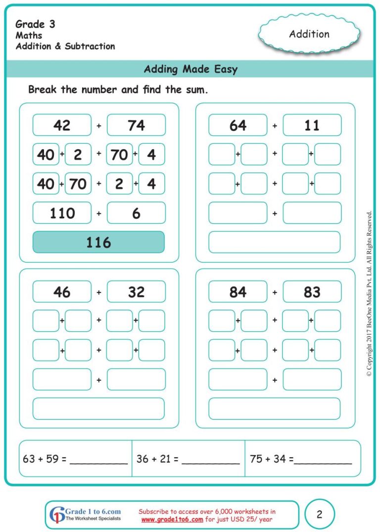 4th Grade Mental Math Worksheets Grade 4 Pdf