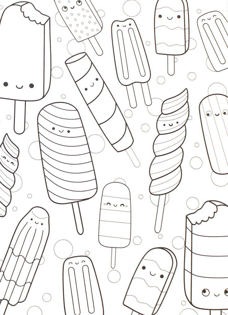 Summer Kawaii Cute Food Coloring Pages
