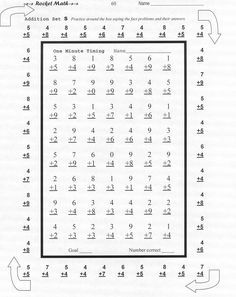 4th Grade Printable 4th Grade Rocket Math Worksheets
