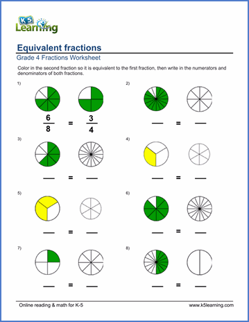 Fourth Grade 4th Grade Fractions Worksheets Grade 4 Pdf