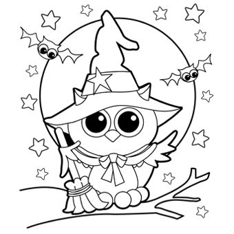 Printable Cute Halloween Colouring Pages