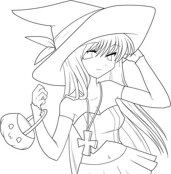 Cute Anime Halloween Coloring Pages