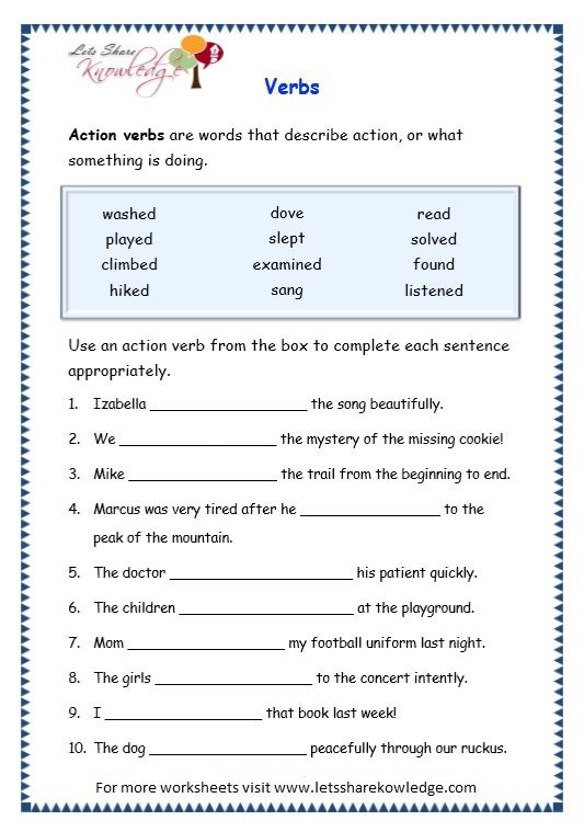 English Grammar Worksheets For Grade 3 With Answers