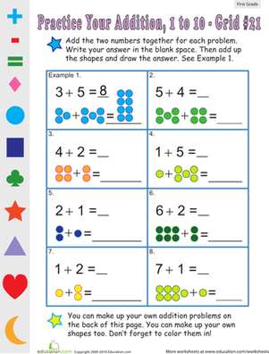 Free Single Digit Addition Worksheets With Pictures