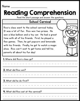 English Reading Comprehension Worksheets For Grade 1 Pdf