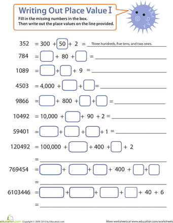 4th Grade Printable Place Value Worksheets Grade 4