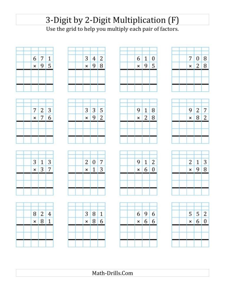 4th Grade Long Division Worksheets With Grid