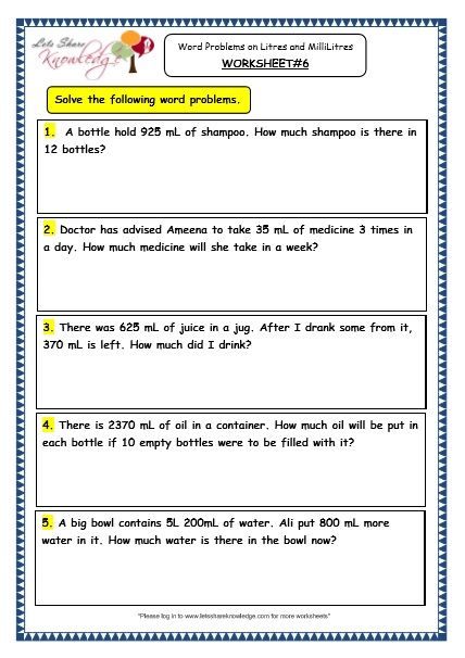 Third Grade Division Worksheets Grade 3 Word Problems