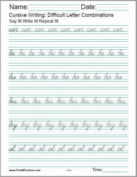 Printable Cursive Handwriting Practice Sheets Pdf