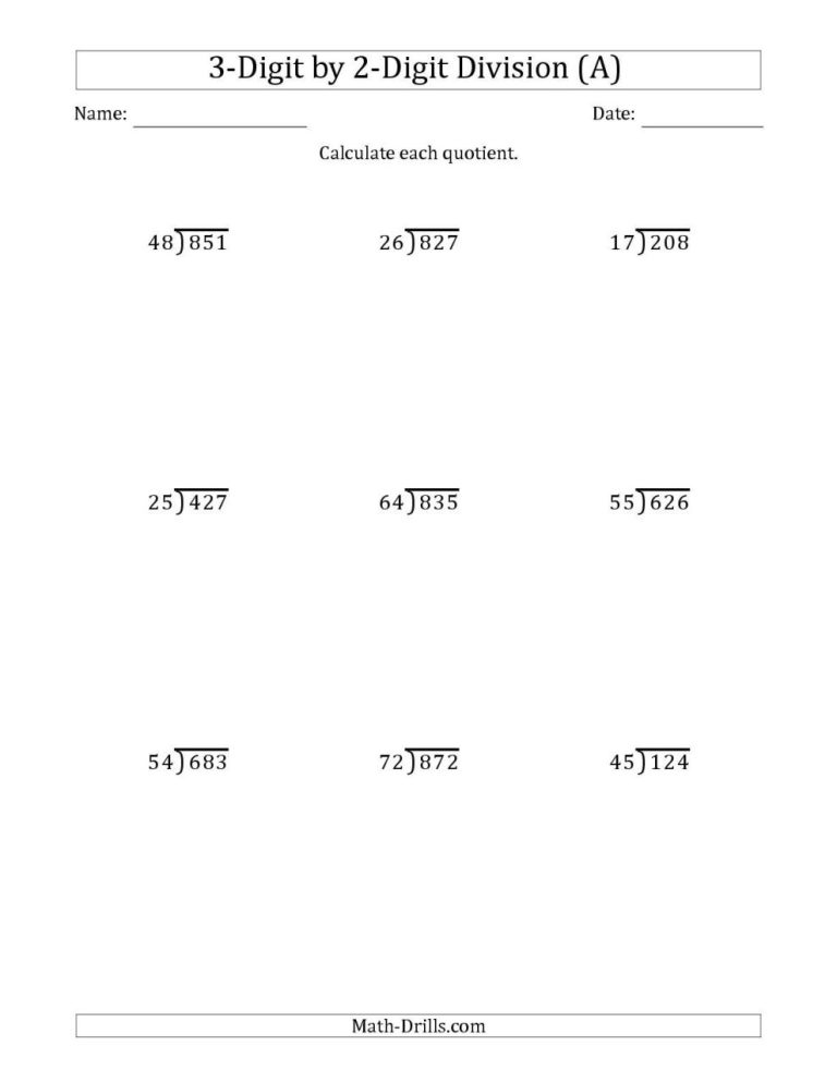 Printable 6th Grade Division Worksheets Grade 6
