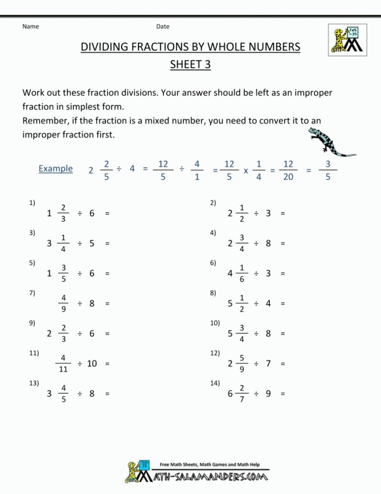 Multiplication And Division Of Fractions Worksheets Grade 6