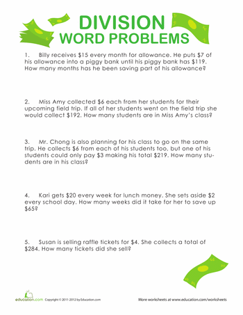 Pdf Long Division Word Problems 5th Grade