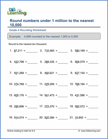 4th Grade Place Value 4th Grade Rounding Numbers Worksheets