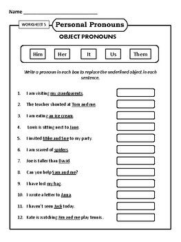 Subject And Object Pronouns Worksheets For Grade 2
