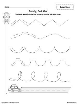 Number Tracing Lines Worksheets For 3 Year Olds