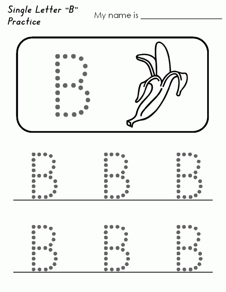 Printable Letter B Tracing Worksheets For Preschool