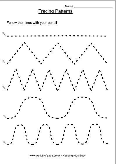 Kindergarden Pattern Line Tracing Worksheets For Kindergarten