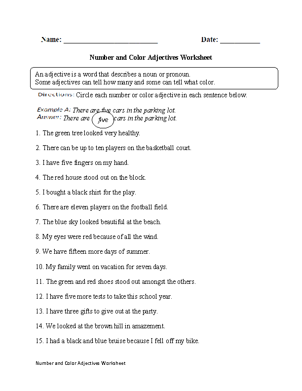 4th Grade Kinds Of Adjectives Worksheets For Grade 4 With Answers