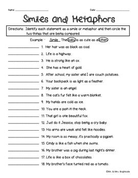 Fourth Grade Figurative Language Worksheets With Answers Pdf
