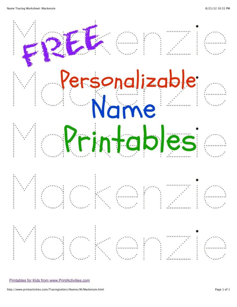 Free Name Tracing Worksheets For Preschool Free
