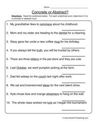 Abstract Nouns Worksheet With Answers Pdf