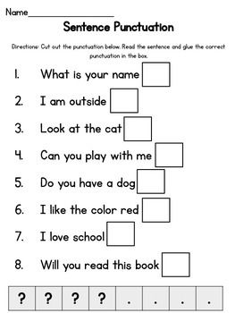 First Grade Punctuation Worksheets For Grade 1 With Answers