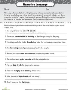 8th Grade Figurative Language Worksheets With Answers Pdf