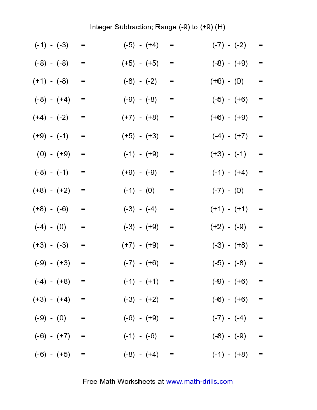 Grade 7 Maths Integers Worksheets With Answers