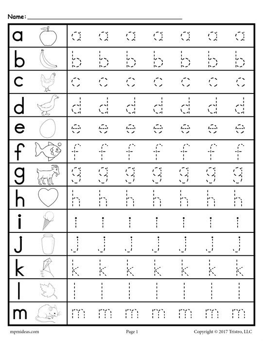 Printable Kindergarten Printable Alphabet Tracing Worksheets Pdf